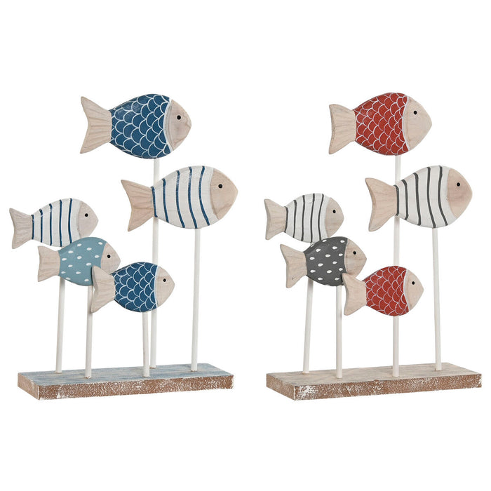 Декоративна фигурка Home ESPRIT Син Бял Червен Риби 17 x 6 x 25 cm (2 броя)