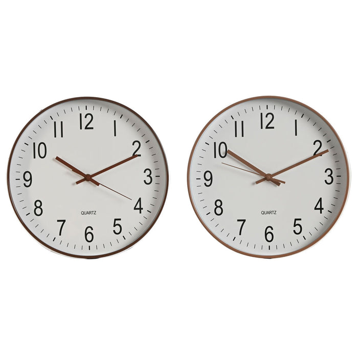 Стенен часовник Home ESPRIT Бял Кафяв Естествен PVC 30 x 4 x 30 cm (2 броя)