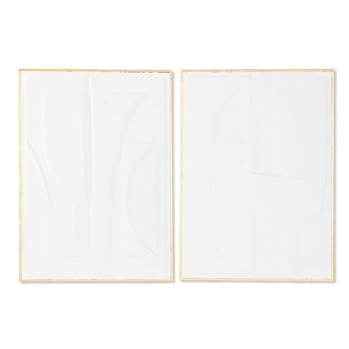 Декорация за стена Home ESPRIT Бял Златен Абстрактен 72,7 x 2,5 x 100,5 cm (2 броя)