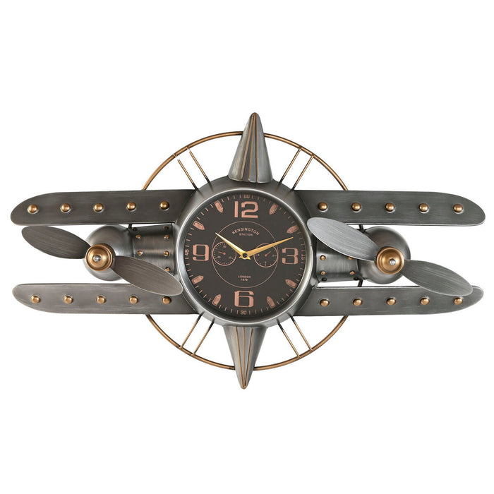 Стенен часовник Home ESPRIT Златен Сребрист Метал Самолет Vintage 77,5 x 15 x 46 cm