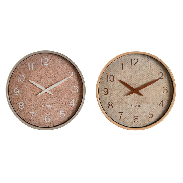 Стенен часовник Home ESPRIT Кафяв Естествен PVC Дървен 30 x 4,7 x 30 cm (2 броя)