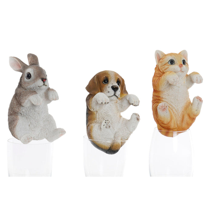Декоративна фигурка Home ESPRIT Бял Кафяв Сив Оранжев Животни 9 x 9 x 15,5 cm (3 броя)