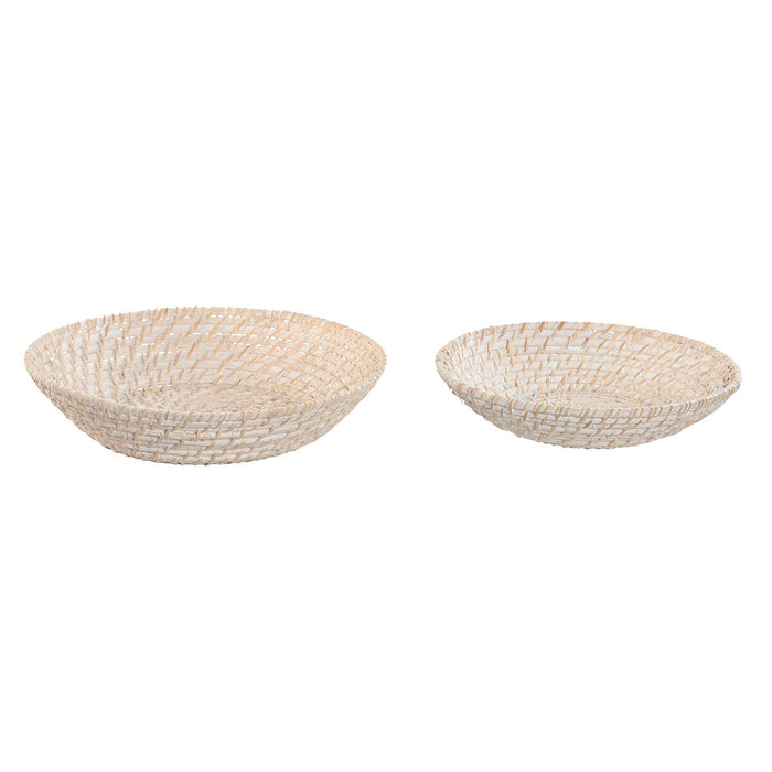 Украса за център на маса Home ESPRIT Бял Естествен Бамбук Pатан 35 x 35 x 8 cm (2 Части)