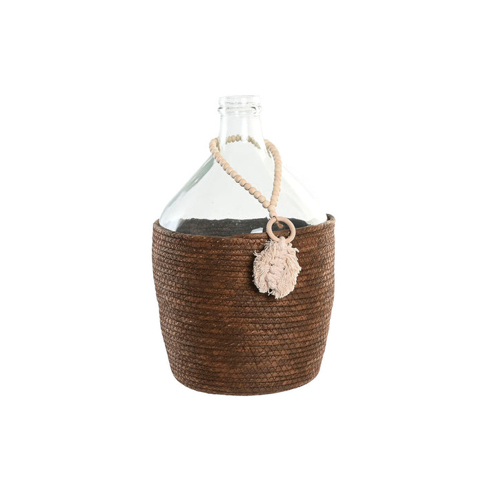 Ваза Home ESPRIT Прозрачен Тъмно сив Кристал Естествен Колониален 26 x 26 x 39 cm