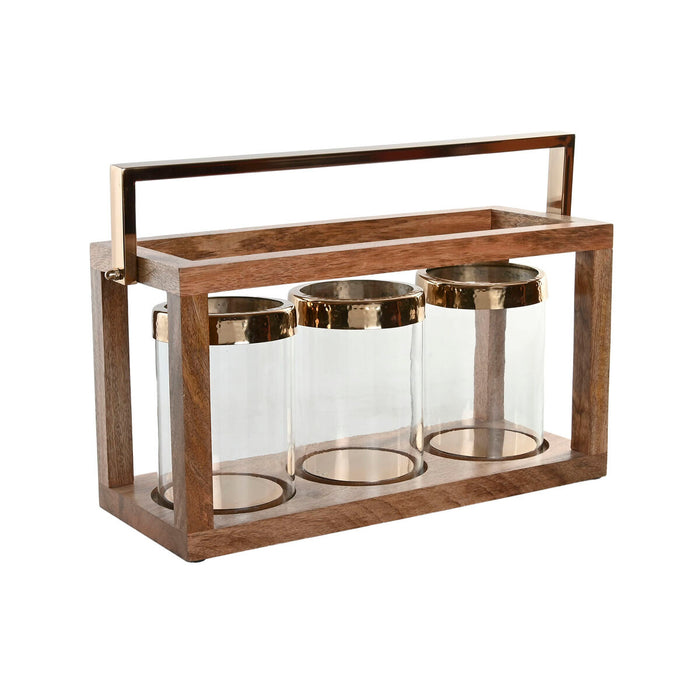 Поставка за свещ Home ESPRIT Кафяв Стомана Дърво манго 51 x 19 x 33 cm