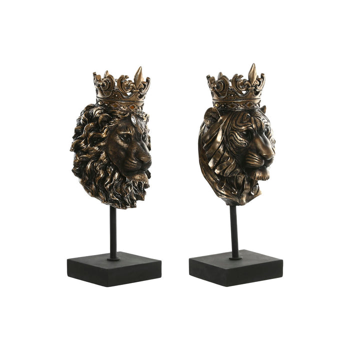 Декоративна фигурка Home ESPRIT Тъмно сив Лъв Корона 21 x 18 x 44 cm (2 броя)