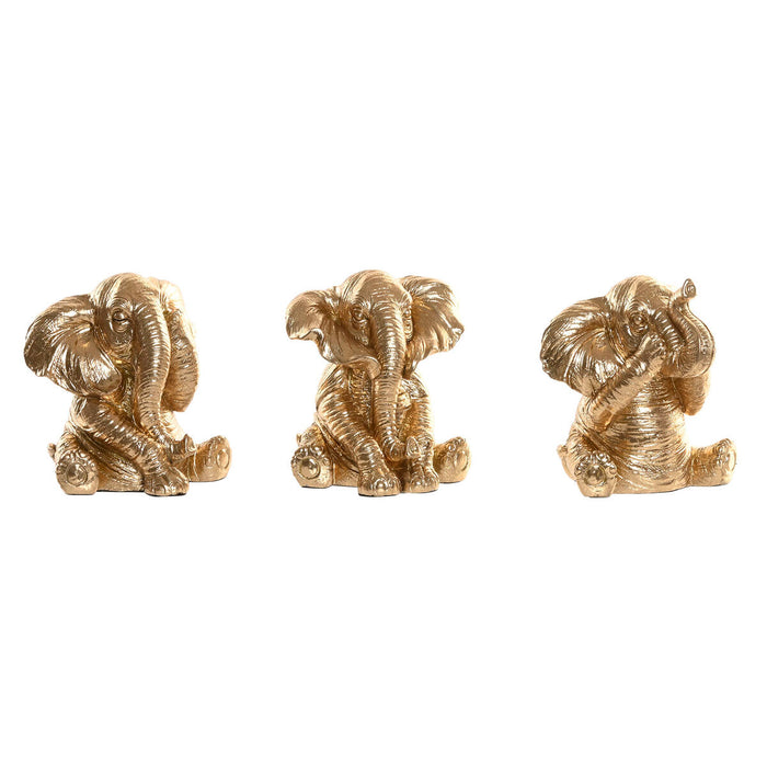 Декоративна фигурка Home ESPRIT Златен Слон 13 x 12 x 14 cm (3 броя)