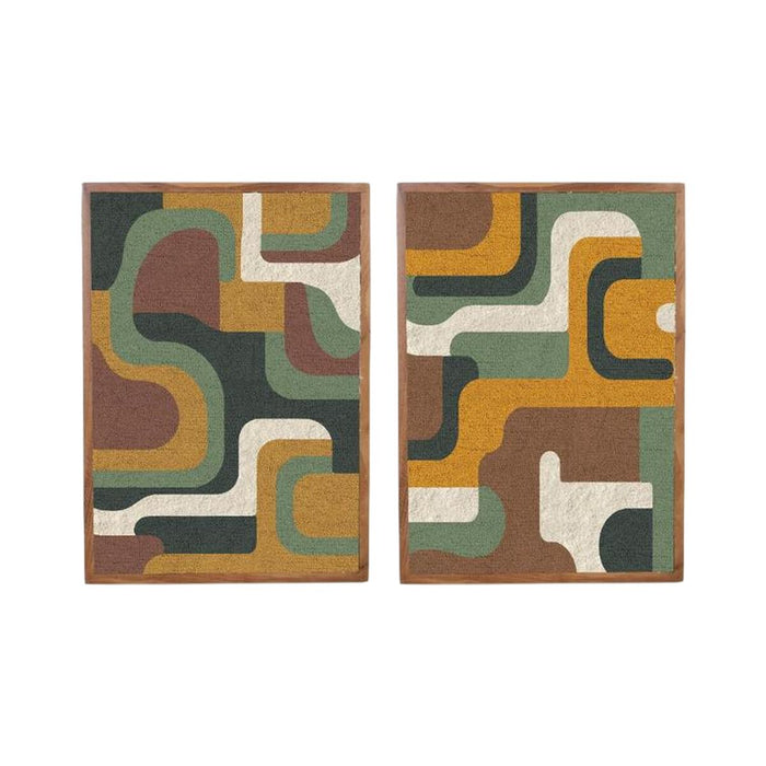 Картина Home ESPRIT Зелен Горчица Модерен Град 75 x 3 x 105 cm (2 броя)