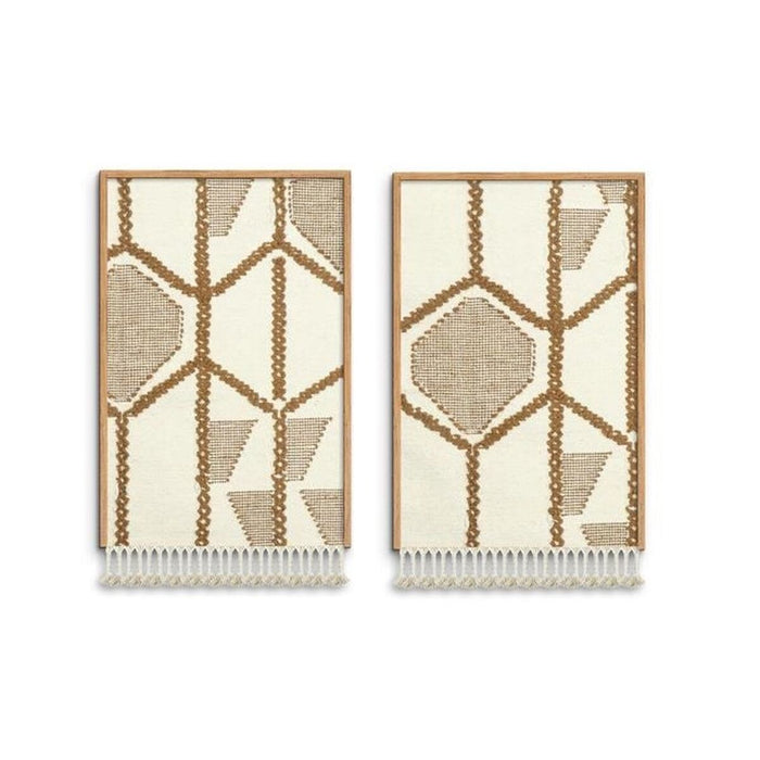 Картина Home ESPRIT Бежов Естествен Boho 60 x 3 x 90 cm (2 броя)