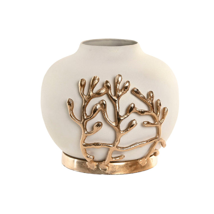 Ваза Home ESPRIT Бял Златен Алуминий Модерен 19 x 19 x 18 cm