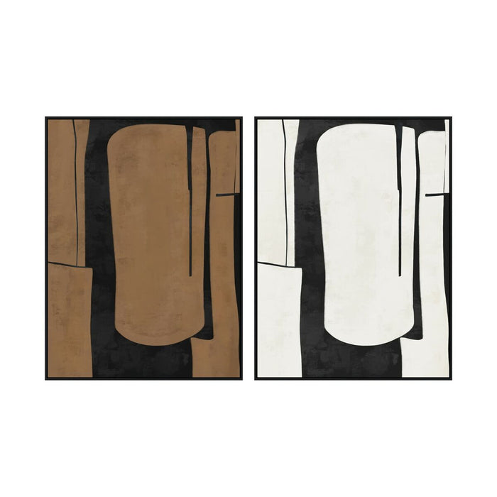 Картина Home ESPRIT Кафяв Черен Абстрактен Град 90 x 4 x 120 cm (2 броя)