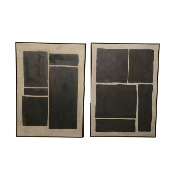 Картина Home ESPRIT Тъмно сив Светло кафяв Абстрактен Модерен 100 x 4 x 140 cm (2 броя)