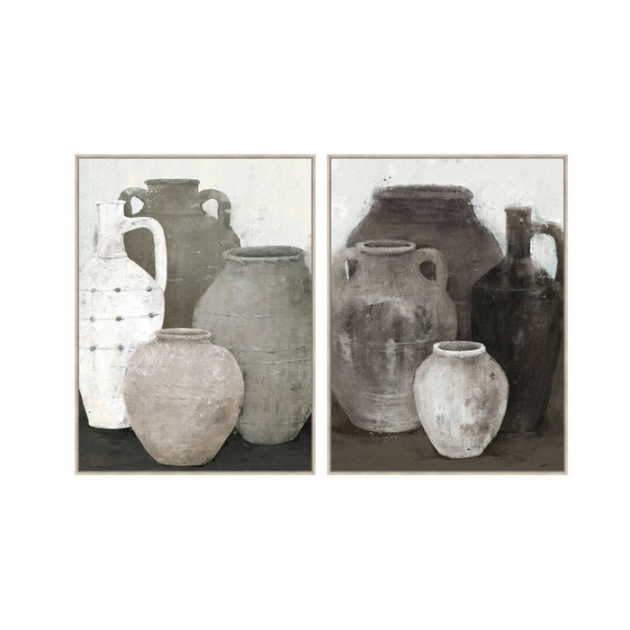 Картина Home ESPRIT Черен Сив Ориенталски Ваза 90 x 4 x 120 cm (2 броя)