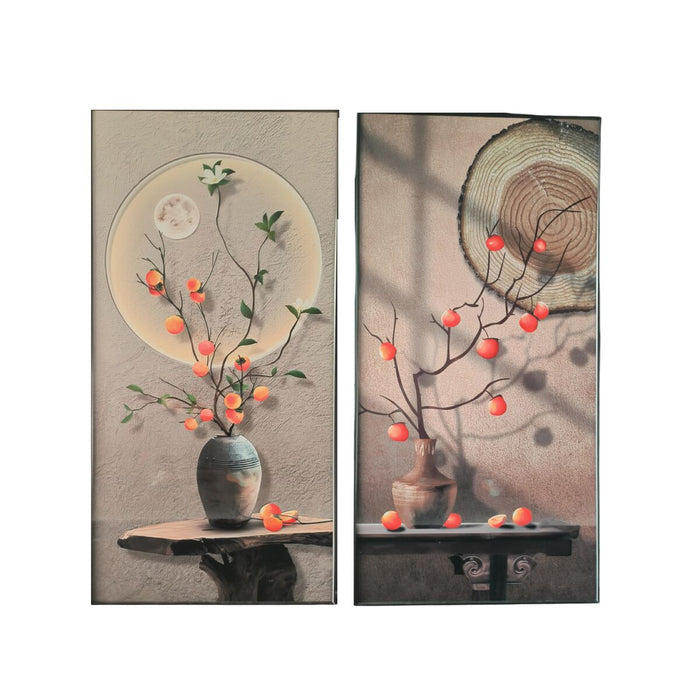 Картина Home ESPRIT Кафяв Оранжев Ориенталски Ваза 80 x 3,5 x 160 cm (2 броя)