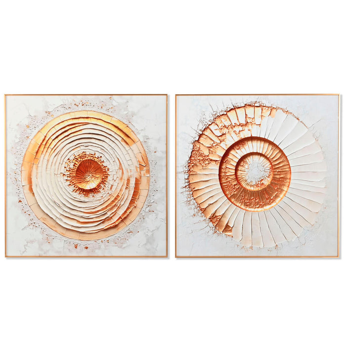 Картина Home ESPRIT Бял Златен Кръгове 80 x 3,5 x 80 cm (2 броя)