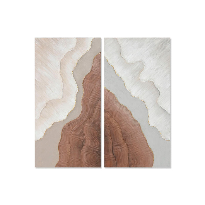 Картина Home ESPRIT Бял Кафяв Абстрактен Скандинавски 50 x 3 x 100 cm (2 броя)