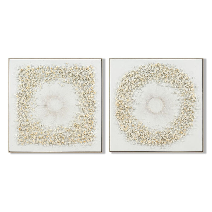 Картина Home ESPRIT Бял Кръгове 102 x 4,5 x 102 cm (2 броя)