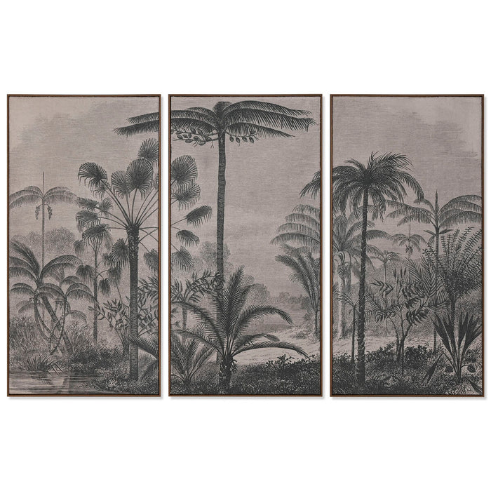 Комплект от 3 снимки Home ESPRIT Кафяв Черен Палми 180 x 4 x 120 cm (3 Части)