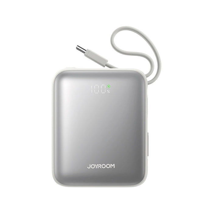 Joyroom JR-PBF27 10000mAh 22.5W Преносима батерия Powerbank с вграден USB-C и Lightning кабели - бял