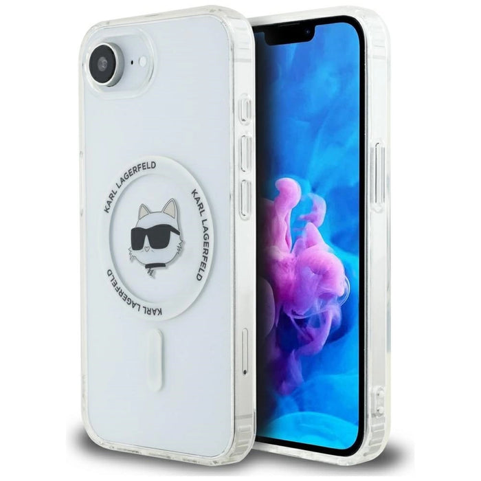 Karl Lagerfeld IML Metal Choupette Head MagSafe Калъф за iPhone 16e - бял