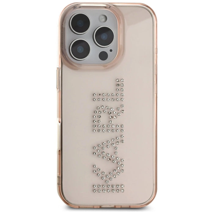 Калъф Karl Lagerfeld IML Rhinestones Logo iPhone 16 Pro Max - розов