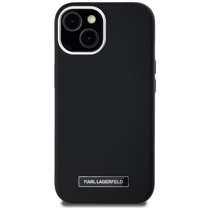 Калъф Karl Lagerfeld FW Metal Plate MagSafe iPhone 15 - черен