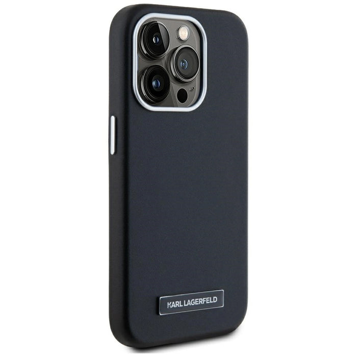 Калъф Karl Lagerfeld FW Metal Plate MagSafe iPhone 15 Pro - черен