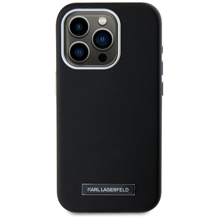 Калъф Karl Lagerfeld FW Metal Plate MagSafe iPhone 15 Pro - черен