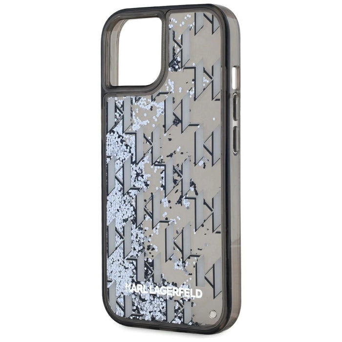 Karl Lagerfeld Liquide Glitter Monogram Gradient Case iPhone 15 - черен