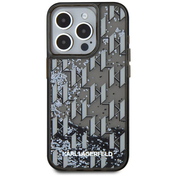 Karl Lagerfeld Liquide Glitter Monogram Gradient Case iPhone 15 Pro Max - черен