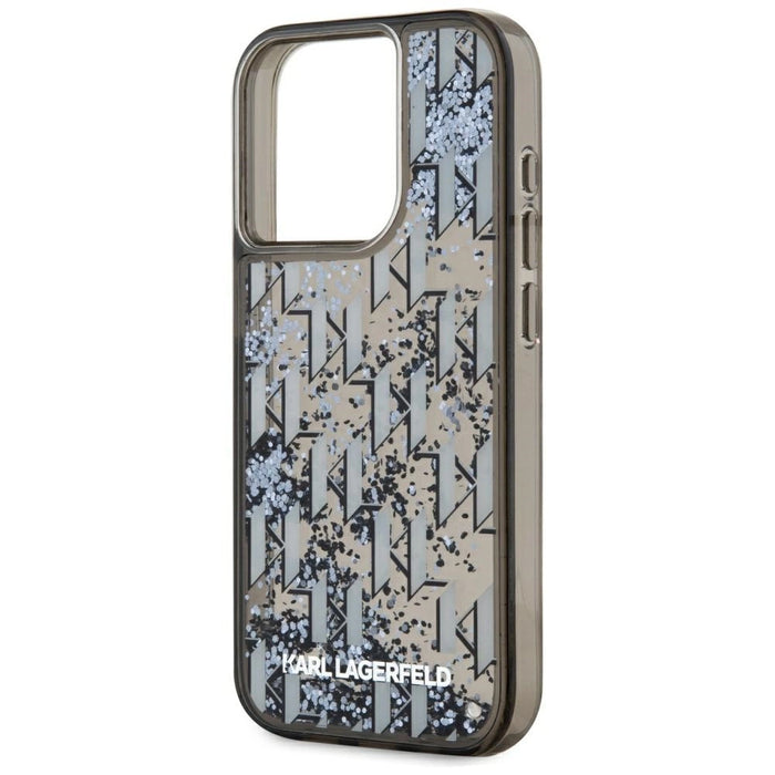 Karl Lagerfeld Liquide Glitter Monogram Gradient Case iPhone 15 Pro Max - черен