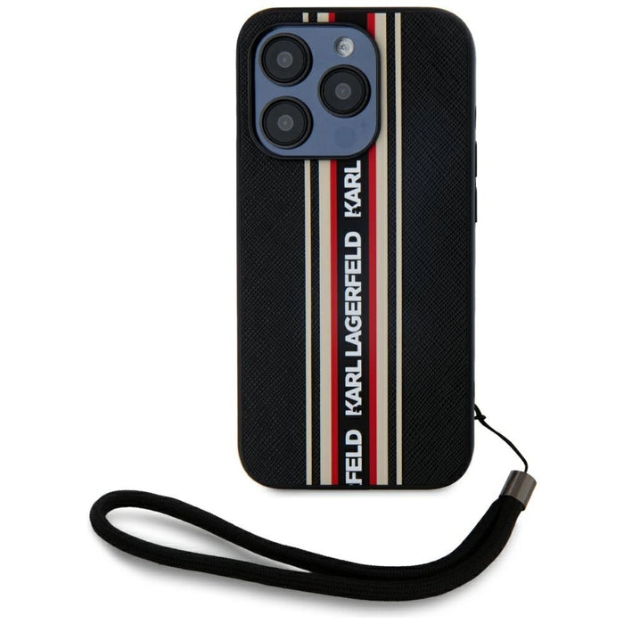 Калъф Karl Lagerfeld Saffiano Athleisure Stripes Cord iPhone 15 Pro - червен
