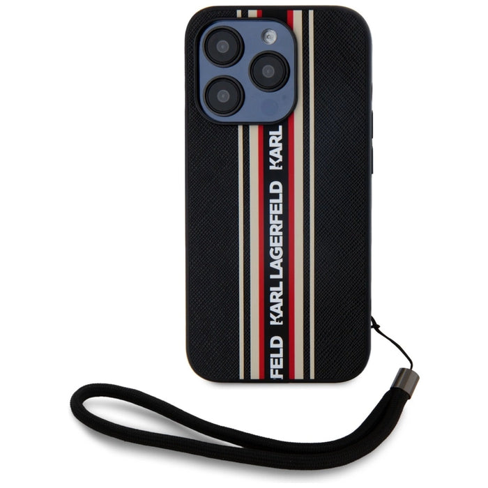 Калъф Karl Lagerfeld Saffiano Athleisure Stripes Cord iPhone 15 Pro Max - червен