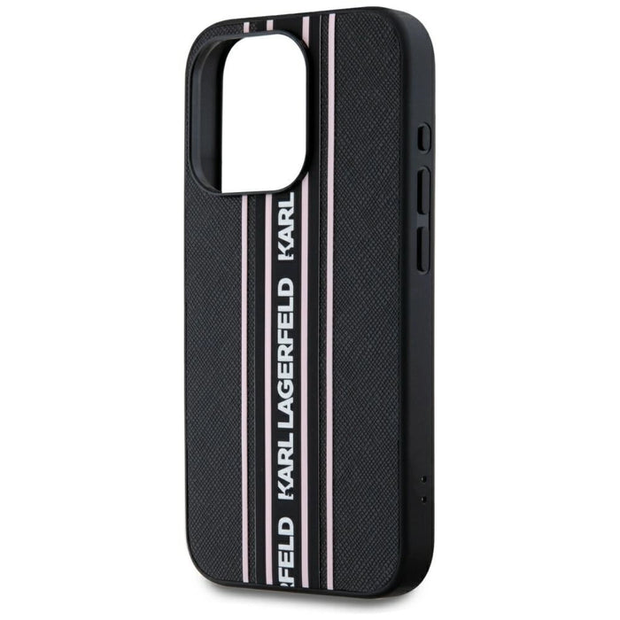 Калъф Karl Lagerfeld Saffiano Athleisure Stripes Cord iPhone 15 Pro Max - розов