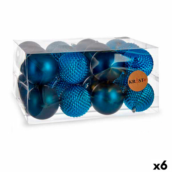 Комплект Коледни Топки Krist+ 00927 00927 Син Пластмаса Ø 8 cm (6 броя)