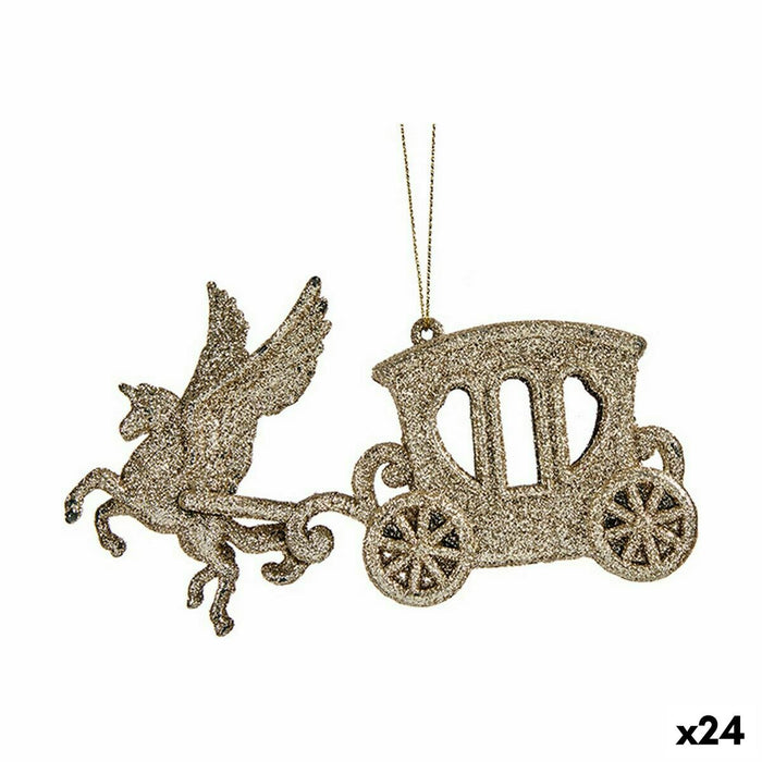 Коледна Украса Krist+ 91754 91754 Champagne Пластмаса Пурпурин Магическа Количка 15 x 8,5 x 4,5 cm (24 броя)