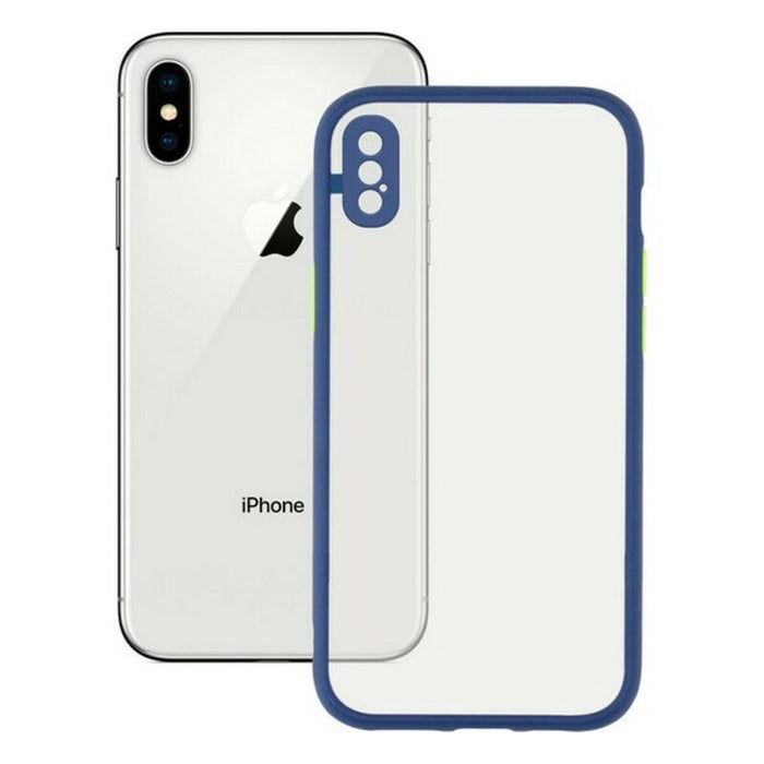 Калъф за мобилен телефон iPhone X , XS KSIX Duo Soft Син
