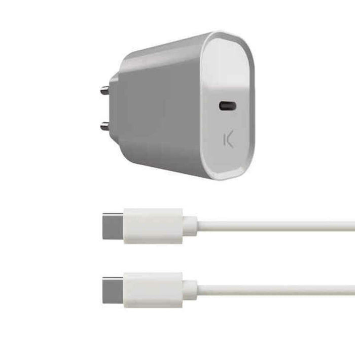 Зарядно за стена + USB кабел C KSIX Бял 20W