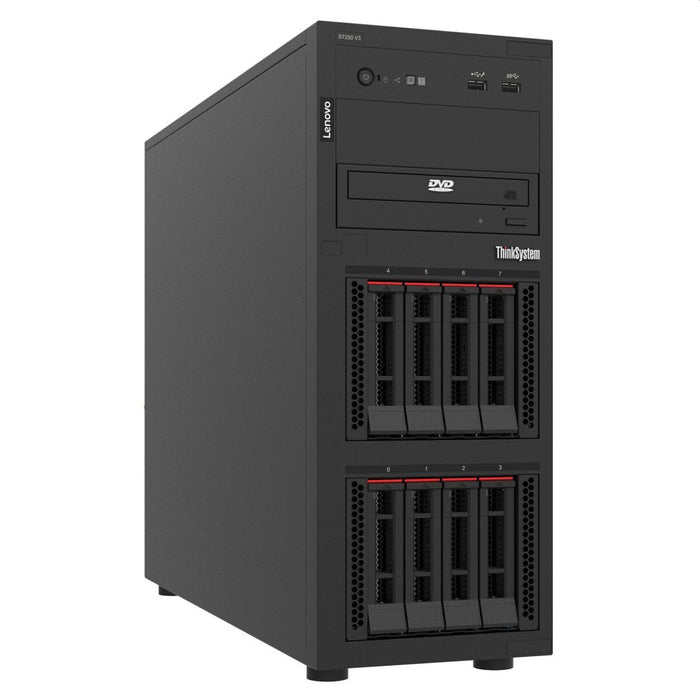 Lenovo ThinkSystem ST250 V3, Xeon E-2436 (6C 2.9GHz 12MB Cache/65W), 1x32GB, O/B, 2.5" HS (8), 5350-8i, HS 800W Titanium, XCC2 Platinum, Без DVD