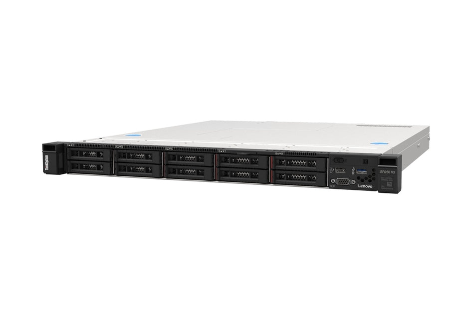 Lenovo ThinkSystem SR250 V3, Xeon E-2436 (6C 2.9GHz 12MB Cache/65W), 1x32GB, O/B, 2.5" HS (8), 5350-8i Internal, HS 800W Titanium, XCC2 Platinum, Rails
