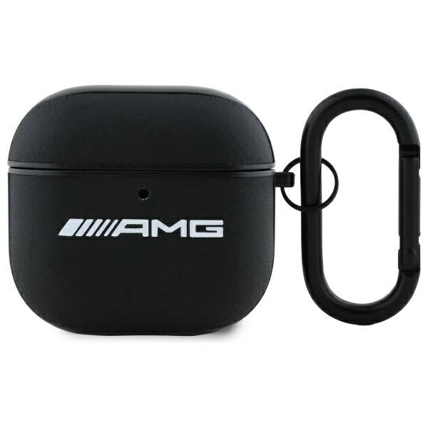Калъф AMG Leather White Logo за AirPods 4 - черен / бял