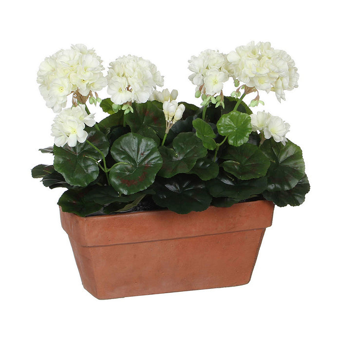 Декоративно Растение Mica Decorations Керамика Бял Жълт PVC Здравец (29 x 13 x 40 cm)