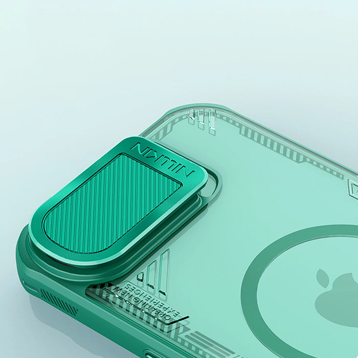 Nillkin Iceblade Prop магнитен калъф с капак за камера и стойка за iPhone 16e - зелен