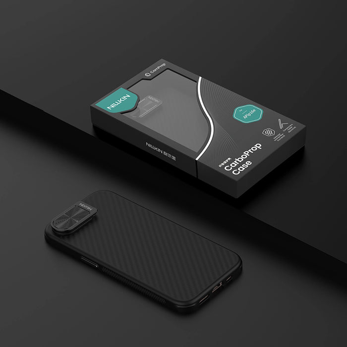Nillkin CarboProp магнитен калъф с капак за камера и стойка за iPhone 16e - черен