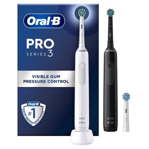 Електрическа четка за зъби Oral-B Electric Toothbrush DUO Pro3, 3900, 2бр., черна / бяла