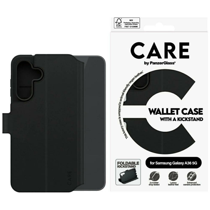 CARE by PanzerGlass Feature Wallet Kickstand Case за Samsung Galaxy A36 5G - черен
