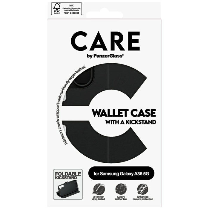 CARE by PanzerGlass Feature Wallet Kickstand Case за Samsung Galaxy A36 5G - черен