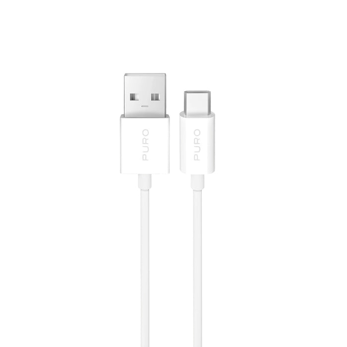 Puro 10W TPE USB-A - USB-C кабел 2м - бял