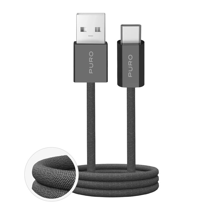 Puro Fabrik 2.0 10W USB-A - USB-C плетен кабел 1,5 м - тъмно зелен