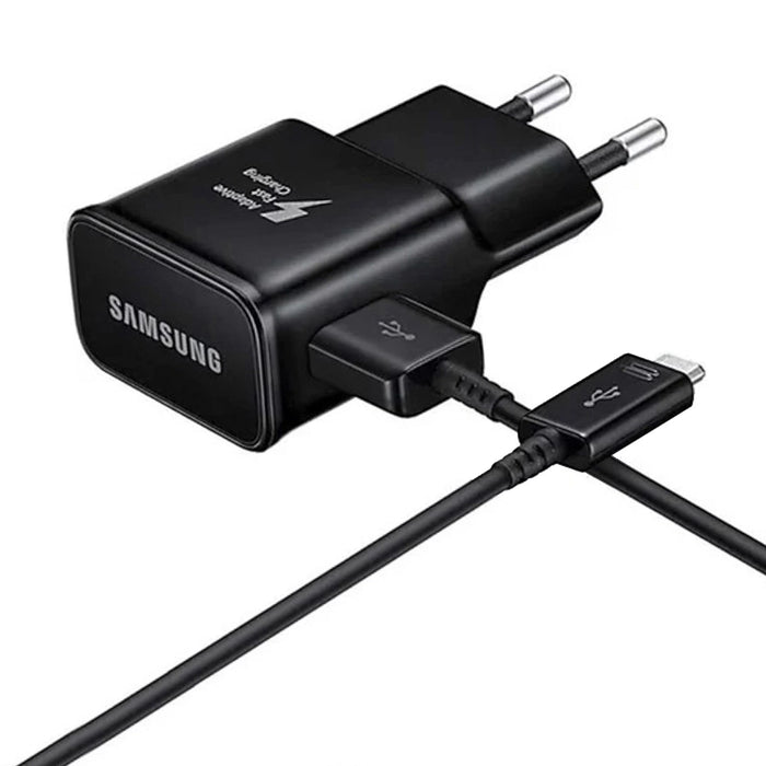 Samsung EP-TA200EBE USB-A 15W стенно зарядно устройство с EP-DR140ABE USB-A - USB-C кабел (OOB Bulk - резервна опаковка) - черно